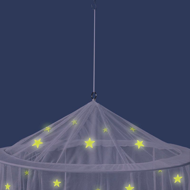 UB-STORE Canopy for Girls Bed with Pre-Glued Glow in The Dark Stars - Princess Mosquito Net Room Decor - Kids & Baby Bedroom Tent with Galaxy Lights - 1 Opening Canopy Bed & Hanging Kit Included - Image 4